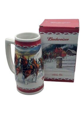Budweiser Clydesdales Dashing Through the Snow 2010 Holiday Ceramic Stein Brax